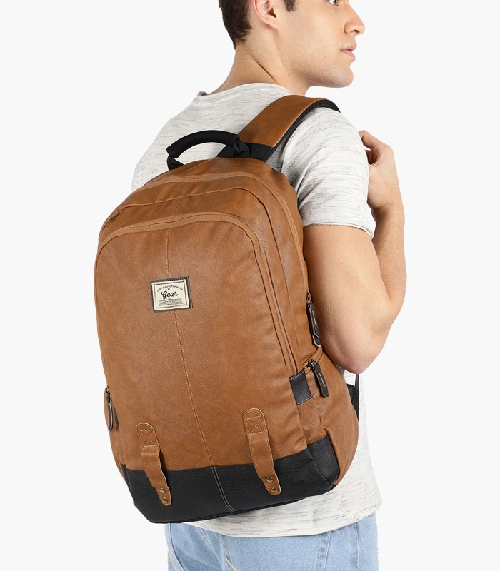 Unisex-Tan-Solid-Laptop-Backpack-2